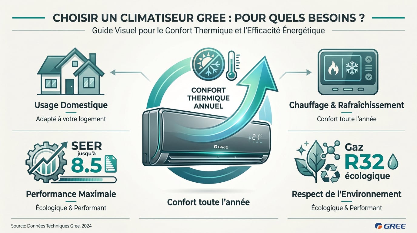 Climatiseur mural Gree haute performance pour un confort thermique optimal